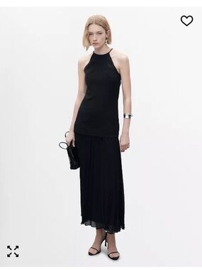 MANGO Women's Maxi Fabric A-Line Dress with pleated skirt